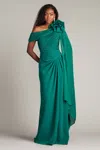 Tadashi Shoji Bos24012l Long Formal Pleated Prom Slit Dress In Green