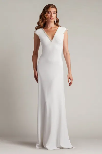 Tadashi Shoji Bos25328lbr Bridal Gown Long A Line Wedding Dress In White