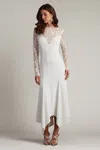 Tadashi Shoji Bos25329md Simple Long Sleeve Wedding Dress In White