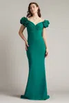 Tadashi Shoji Bos25502l Long Formal Evening Pleated Dress In Green