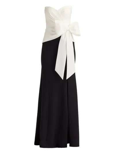 Tadashi Shoji Bow-detail Strapless Maxi Dress In Black