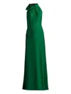 Tadashi Shoji Sims Shoulder Bow Halter Gown In Green