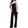 Tadashi Shoji Bow One-shoulder Crepe Jumpsuit