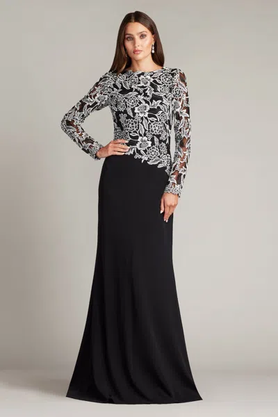 Tadashi Shoji Breece Embroidered Tulle Contrast Gown In Multi