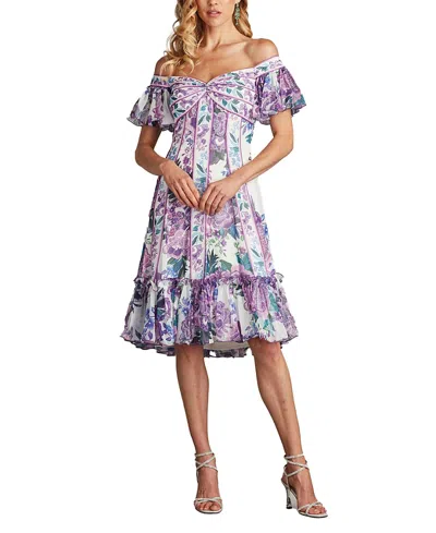Tadashi Shoji Breeze Floral Print Chiffon Dress In Purple