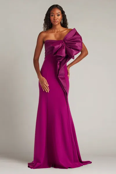 Tadashi Shoji Breton Sculpted Bow Gown In Purple