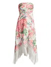 Tadashi Shoji Brette Floral Print Tassel Fringe Midi Dress In White