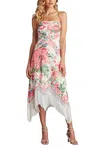 Tadashi Shoji Brette Floral Print Tassel Fringe Midi Dress