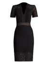 Tadashi Shoji Brone Lace Pleated Dress In Black