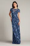 Tadashi Shoji Brx16575l Long Formal Floral Evening Dress In Blue
