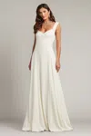 Tadashi Shoji Callaway Draped Open Back Gown In White