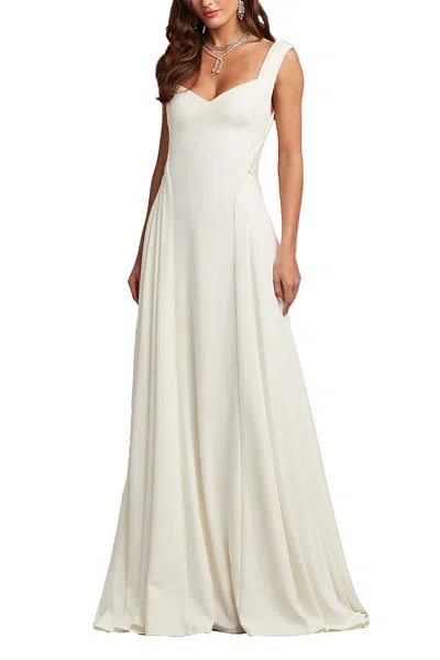 Tadashi Shoji Callaway Draped Open Back Gown In White