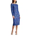 Tadashi Shoji Sequin Illusion Lace Midi Sheath Dress In Mystc