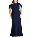 Tadashi Shoji One-shoulder Mermaid Gown In Navy