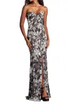 Tadashi Shoji Carnie Strapless Floral Print Gown In Multi