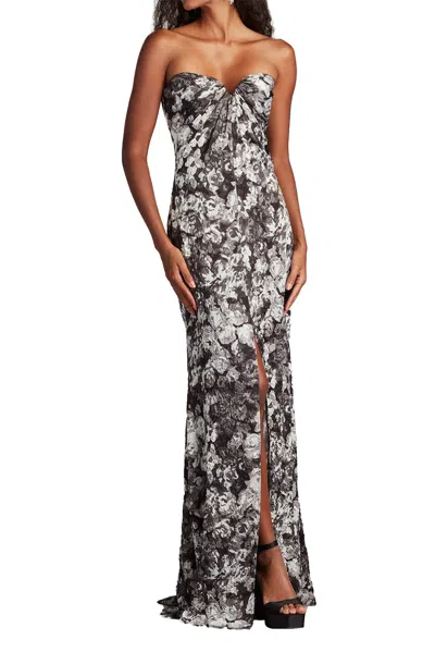 Tadashi Shoji Carnie Strapless Floral Print Gown In Multi