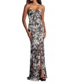 Tadashi Shoji Carnie Strapless Floral Print Gown In Multi