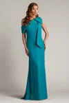 Tadashi Shoji One-shoulder Crepe Column Gown In Blue