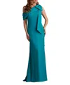 Tadashi Shoji One-shoulder Crepe Column Gown In Blue