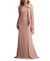 Tadashi Shoji Cassia Bow-shoulder Crepe Gown In Pink