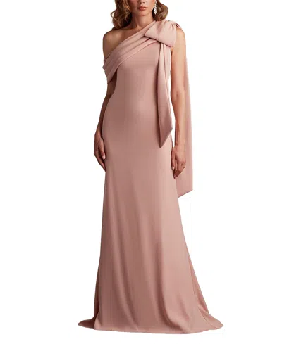 TADASHI SHOJI CASSIA BOW-SHOULDER CREPE GOWN