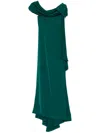 Tadashi Shoji Cassia Bow-shoulder Crepe Gown In Green