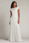 Tadashi Shoji Cassiel Pleated Chiffon Gown In White
