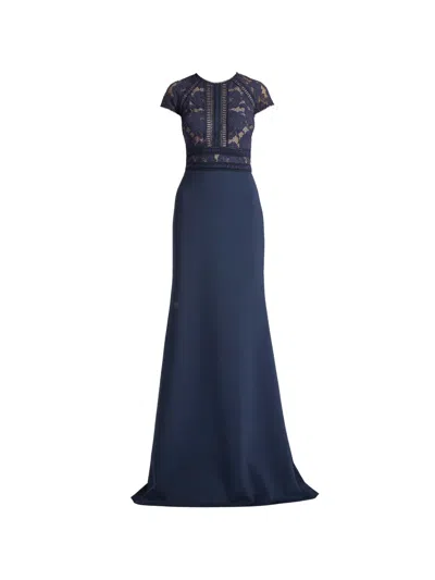 Tadashi Shoji Catrine Lace Beaded Dress In Blue