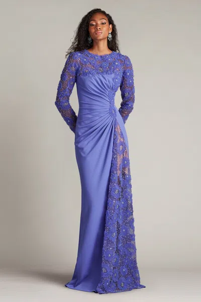 Tadashi Shoji Sequin Floral Embellished Long Sleeve Gown In Multi
