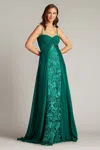 Tadashi Shoji Cgv24856l Long Pleated Formal Prom Dress In Green
