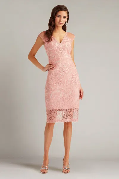 Tadashi Shoji Chu24350m Short Pleated Cocktail Fitted Dress In Pink