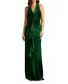 Tadashi Shoji Center Twist Sleeveless Velvet Gown In Green