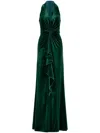 Tadashi Shoji Cider Twist-drape Velvet Gown In Green