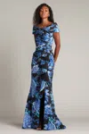 Tadashi Shoji Cii25478l Formal Long Floral Slit Ruffle Dress In Multi