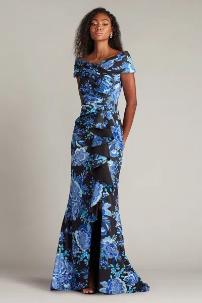 TADASHI SHOJI CII25478L FORMAL LONG FLORAL SLIT RUFFLE DRESS
