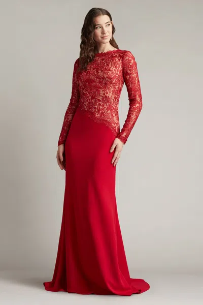 Tadashi Shoji Cik16206lxy A Line Long Mother Of The Bride Formal Evening Dress In Red