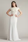 Tadashi Shoji Cim25398l A Line Long Formal Evening Dress In White