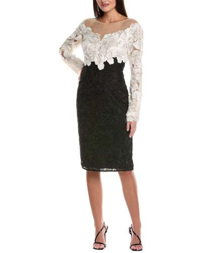 Tadashi Shoji Colorblock Lace Cocktail Dress In Blue