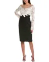 Tadashi Shoji Two-tone Floral Lace Illusion Dress In Multi