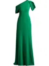 Tadashi Shoji Textured Crepe One Shoulder Draped Gown In Green