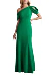 Tadashi Shoji Textured Crepe One Shoulder Draped Gown