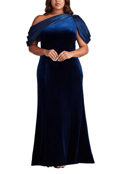 Tadashi Shoji Copley Shoulder Drape Velvet Gown - Plus Size