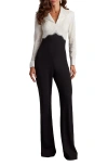 Tadashi Shoji Lace-panel Jumpsuit In Black
