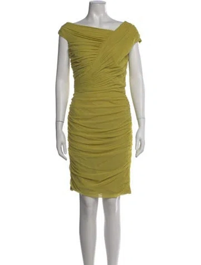 Pre-owned Tadashi Shoji Cowl Neck Knee-length Dress In Green