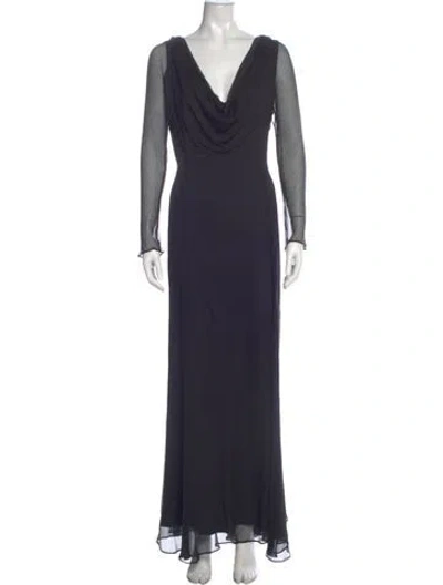 Pre-owned Tadashi Shoji Cowl Neck Long Dress In Blue