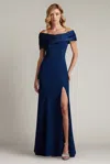 Tadashi Shoji Off-shoulder A-line Crepe & Taffeta Gown In Multi