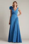 Tadashi Shoji Sleeveless Draped Ruffle Crepe Gown In Multi