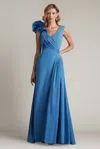 Tadashi Shoji Sleeveless Draped Ruffle Crepe Gown In Multi