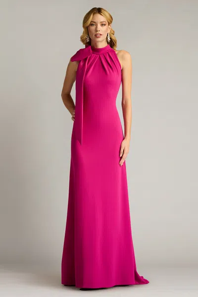 Tadashi Shoji Crepe Sleeveless Gown With Shoulder Sash In Multi