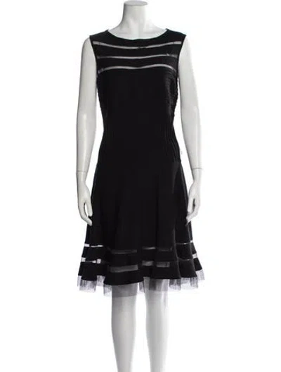 Pre-owned Tadashi Shoji Crew Neck Knee-length Dress W/ Tags In Black